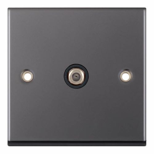 Selectric 1 Gang F-Type Satellite Socket Black Nickel with Black Insert