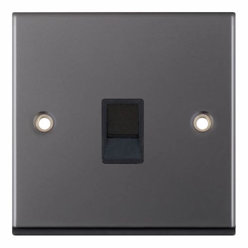Selectric 1 Gang RJ45 Computer/Data Socket Black Nickel with Black Insert