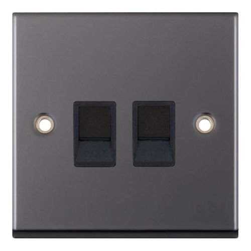 Selectric 2 Gang RJ45 Computer/Data Socket Black Nickel 