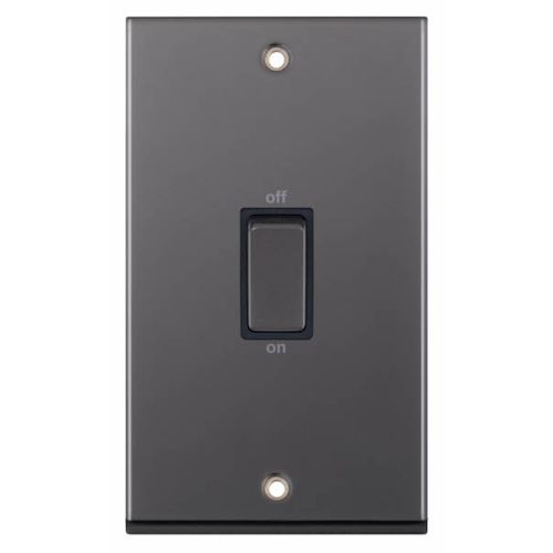 Selectric 45 Amp DP Switch 2 Gang Plate Black Nickel Black Inserts