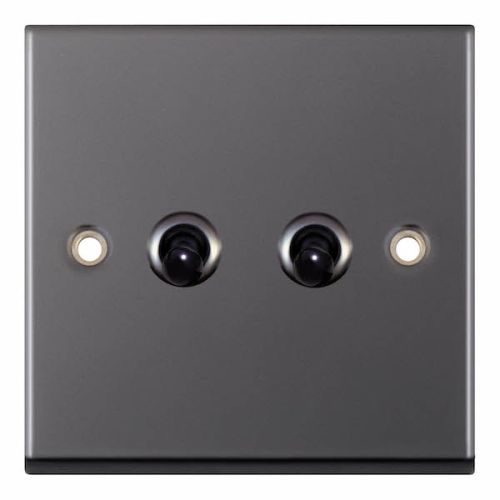 Selectric 10 Amp Toggle Switch 2 Gang 2 Way Black Nickel