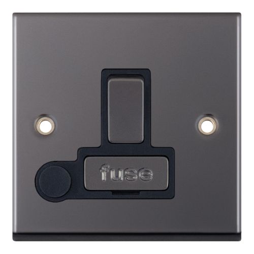 Selectric 13 Amp Fused Connection Unit DP Switched with Flex Black Nickel