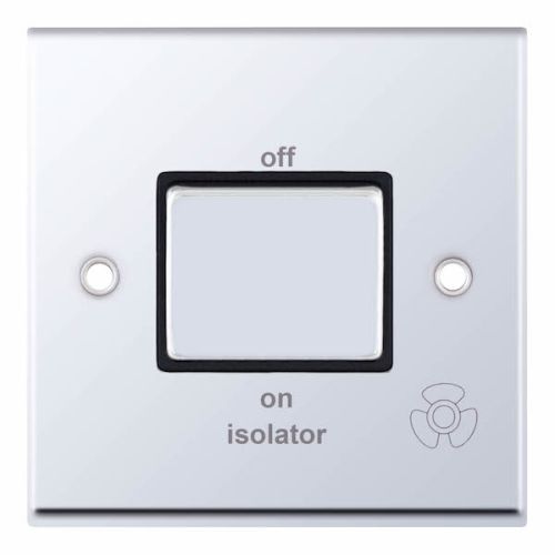 Selectric 10 Amp 3 Pole Fan Isolator Switch X-Rated Polished Chrome Black Insert