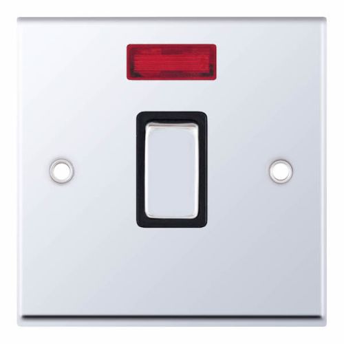 Selectric 20 Amp DP Switch with Neon Polished Chrome Black Insert