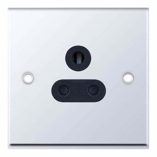 Selectric 5 Amp Round Pin Socket 3 Pin Unswitched Polished Chrome Black Insert