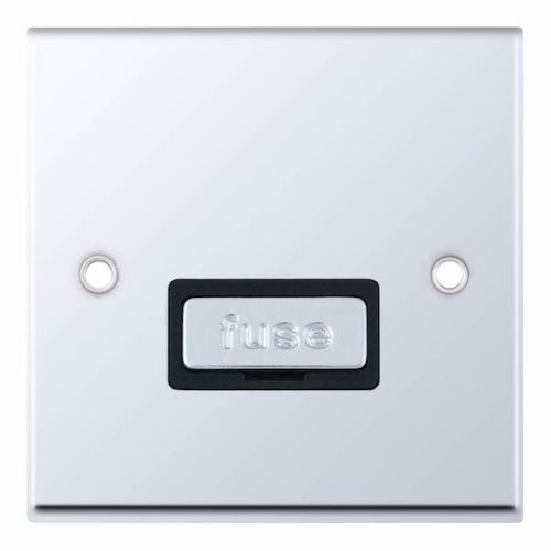 Selectric 13 Amp Fused Connection Unit Unswitched Polished Chrome Black Insert