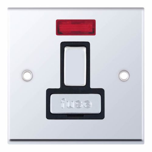 Selectric 13 Amp Fused Connection Unit with Neon DP Switched Polished Chrome Black Insert