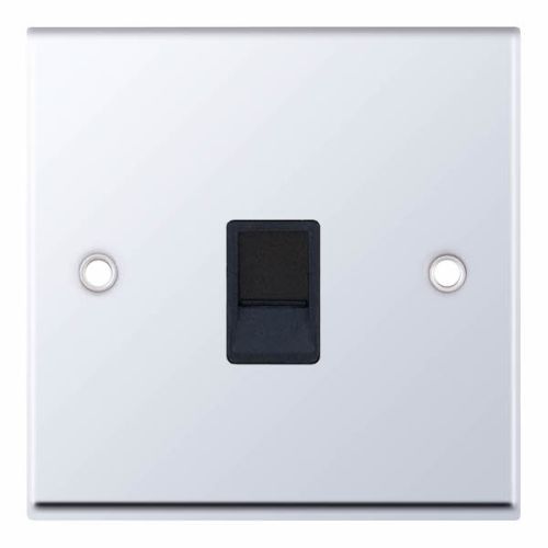 Selectric 1 Gang RJ11 Data Socket Polished Chrome Black Insert