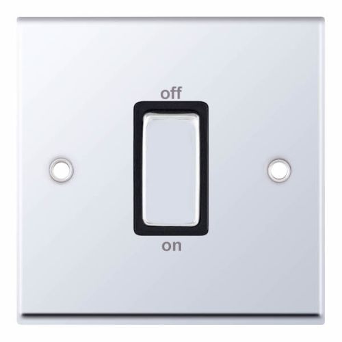 Selectric 45 Amp DP Switch 1 Gang Plate Polished Chrome Black Insert