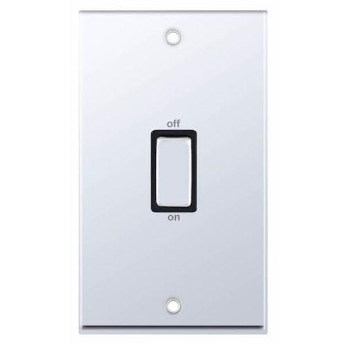 Selectric 45 Amp DP Switch 2 Gang Plate Polished Chrome Black Insert