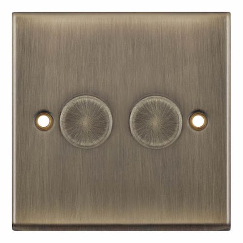 Selectric 2 Gang 2 Way Dimmer Switch Push On/Off 5-100W Antique Brass