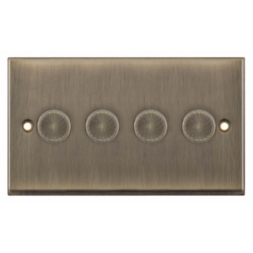 Selectric 4 Gang 2 Way Dimmer Switch Push On/Off 5-100W Antique Brass