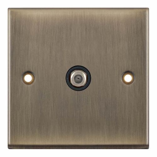 Selectric 1 Gang F-Type Satellite Socket Antique Brass Black Insert