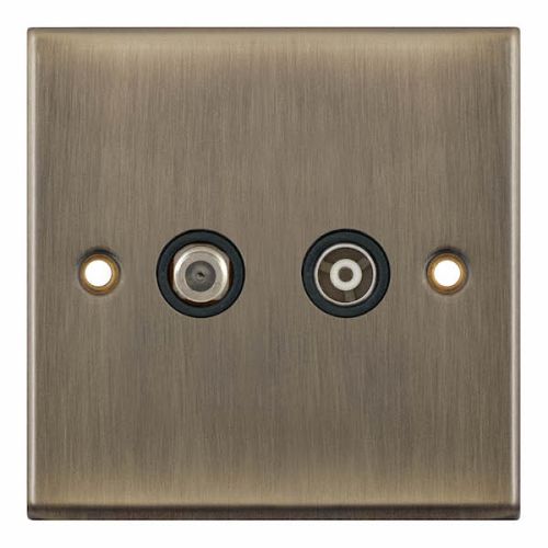 Selectric 1G F-Type Satellite Socket 1G TV/FM ﻿Coaxial/Aerial Socket Antique Brass