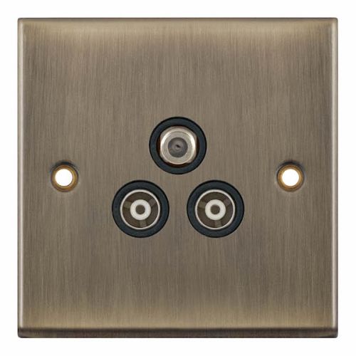 Selectric 1G F-Type Satellite Socket 2G TV/FM ﻿Coaxial/Aerial Socket Antique Brass