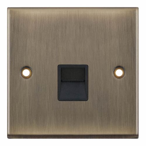 Selectric 1G Master Telephone Socket Antique Brass Black Insert