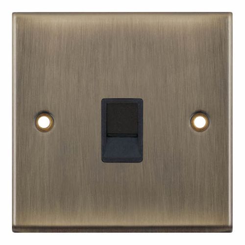 Selectric 1G RJ45 Computer/Data Socket Antique Brass Black Insert