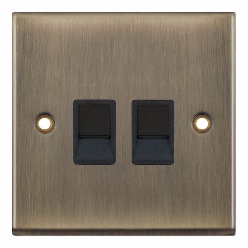 Selectric 2G RJ45 Computer/Data Socket Antique Brass Black Insert