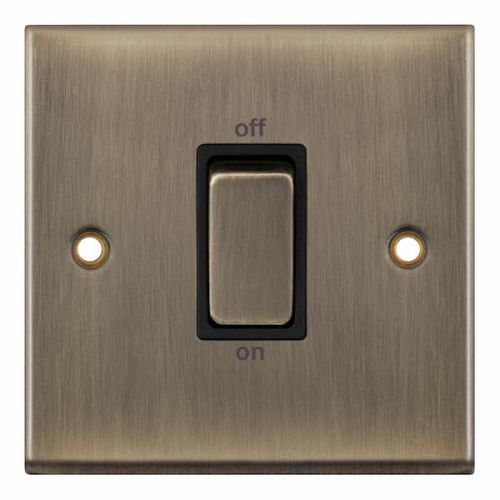Selectric 1 Gang 45 Amp DP Switch Plate Antique Brass Black Insert
