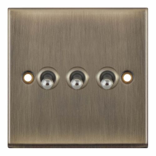 Selectric 10 Amp 3 Gang 2 Way Toggle Switch Antique Brass 