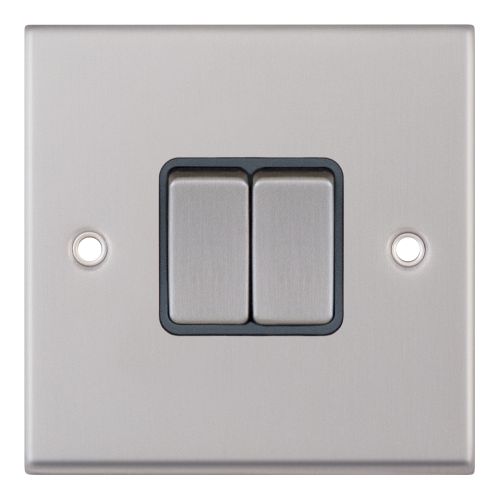 Selectric 10A Plate Switch 2 Gang 2 Way X-Rated Satin Chrome