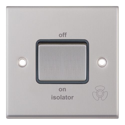 Selectric 10 Amp 3 Pole Fan Isolator Switch X-Rated Satin Chrome Grey Insert