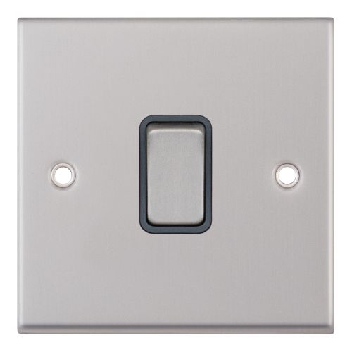 Selectric 20 Amp DP Switch Satin Chrome with Grey Insert