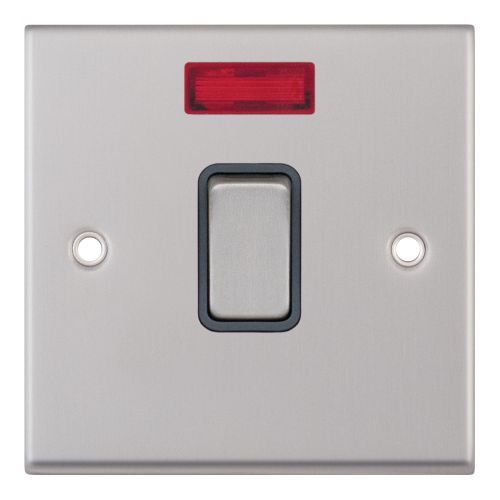 Selectric 20 Amp DP Switch with Neon Satin Chrome Grey Insert