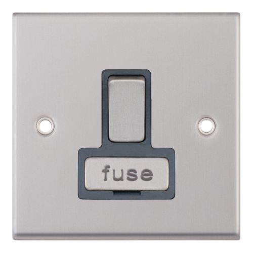 Selectric 13 Amp Fused Connection Unit DP Switched Satin Chrome Grey Insert