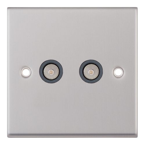 Selectric 2G TV/FM Coaxial/Aerial Socket Satin Chrome Grey Inserts