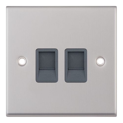 Selectric 2G RJ45 Computer/Data Socket Satin Chrome Grey Inserts