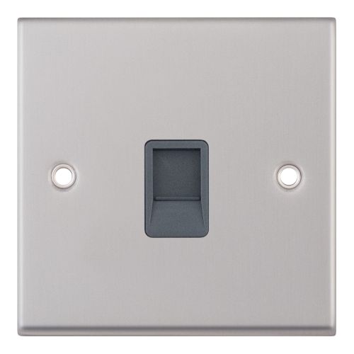 Selectric 1 Gang RJ11 Data Socket Satin Chrome with Grey Insert