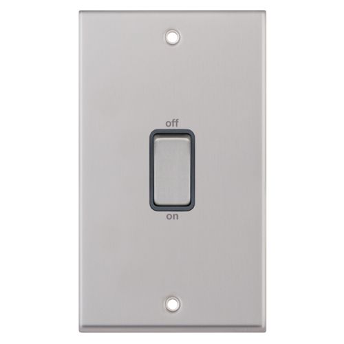 Selectric 45 Amp DP Switch 2 Gang Satin Chrome Grey Insert