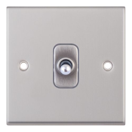 Selectric 10 Amp Intermediate Toggle Switch 1 Gang Satin Chrome Grey Insert
