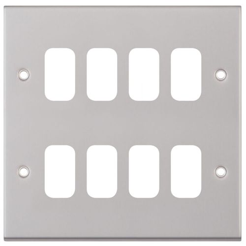 8 Aperture Modular Plate – Satin Chrome by Meteor Electrical 