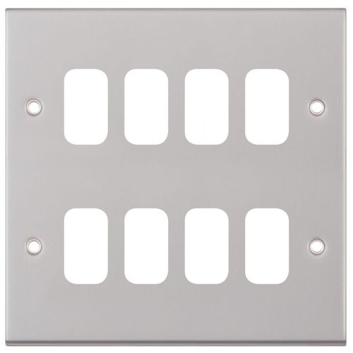 8 Aperture Modular Plate – Satin Chrome by Meteor Electrical 