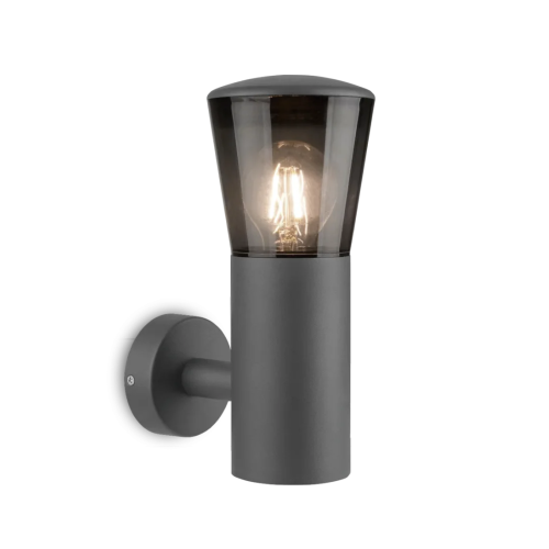 Kosnic Albury Exterior Wall Light Smoky Grey E27 lamp holder