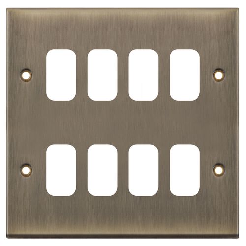 8 Aperture Modular Plate - Antique Brass by Meteor Electrical 