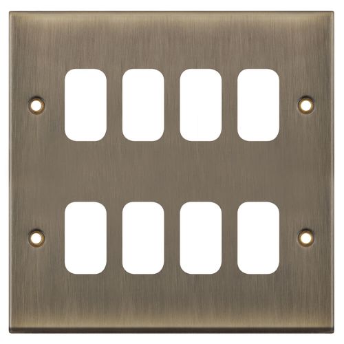 8 Aperture Modular Plate - Antique Brass by Meteor Electrical 