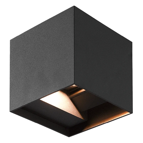 Kosnic Aspen 12W Up and Down Square LED Wall Light Black