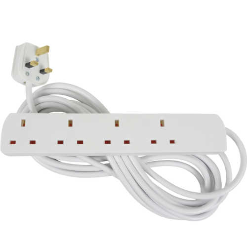 AVSL 4 Gang Extension Lead 5m White