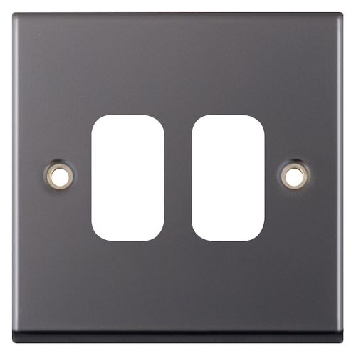  2 Aperture Modular Plate – Black Nickel by Meteor Electrical 