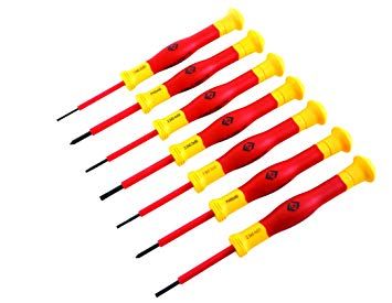 CK T4897 VDE Precision Screwdriver Set, Red/Yellow/Black, Set o