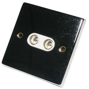 Contactum 2 Gang Co-Axial Polished Chrome