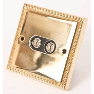 Contactum Georgian Brass Double TV Point GBB