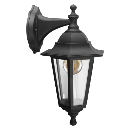 Kosnic Darwin Bottom Arm Wall Lantern E27 black