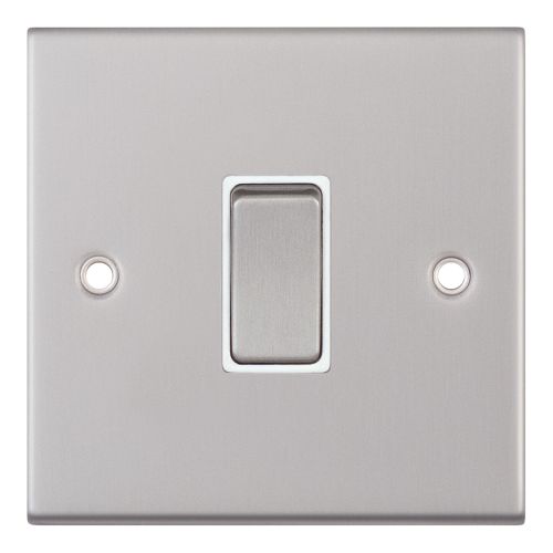Selectric 10 Amp Plate Switch 1 Gang 2 Way X-Rated Satin Chrome White Insert
