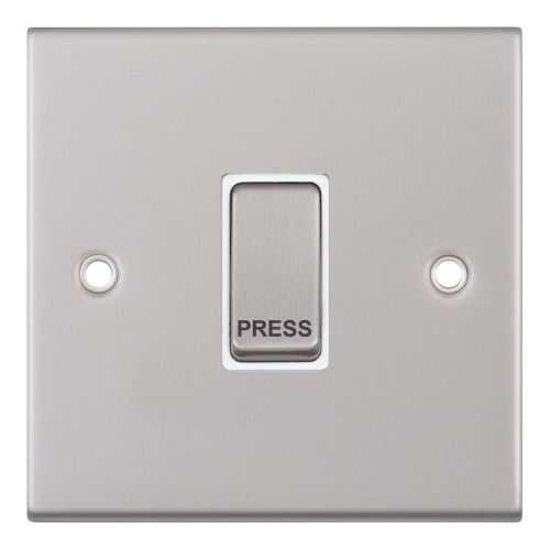 Selectric 10 Amp Push Switch 1 Gang X-Rated “PRESS” Satin Chrome White Insert