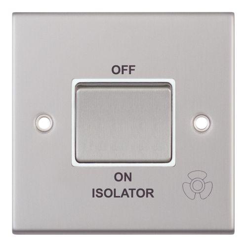 Selectric 10 Amp 3 Pole Fan Isolator Switch X-Rated Satin Chrome White Insert