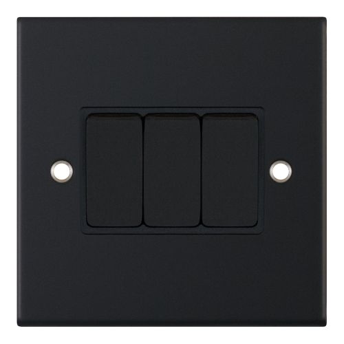 Selectric 10 Amp Plate Switch 3 Gang 2 Way Matt Black